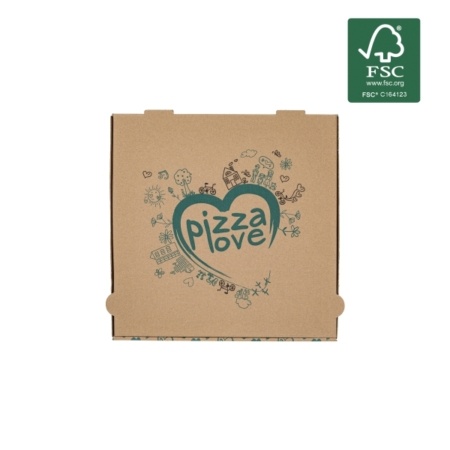 Κουτί Πίτσας Κράφτ FSC® με Σχέδιο "Pizza Love"